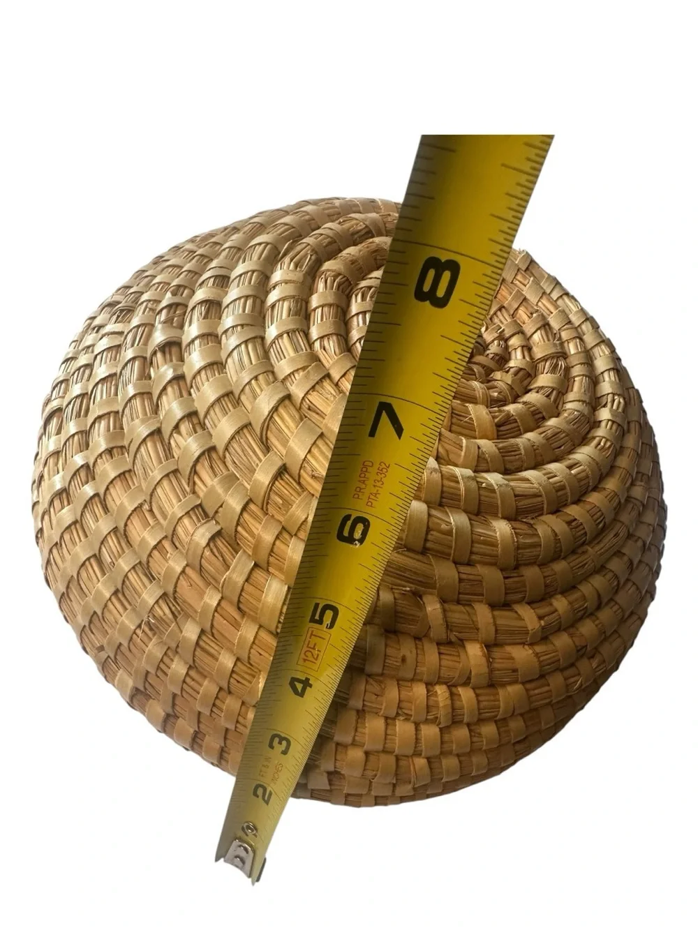 Handwoven Coiled Natural Fiber Basket Bowl 8” Boho Rustic Farmhouse Wall Decor